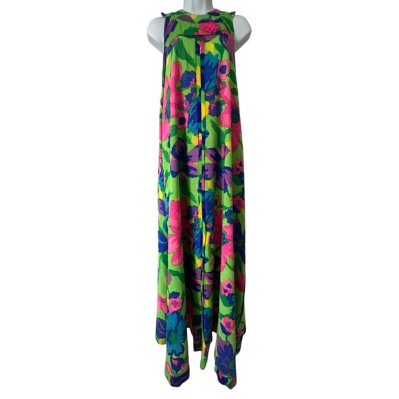 Vintage Rare 1960’s Psychedelic Vibrant Floral Hawaiian A-Line  Maxi Dress Small - Picture 7 of 13